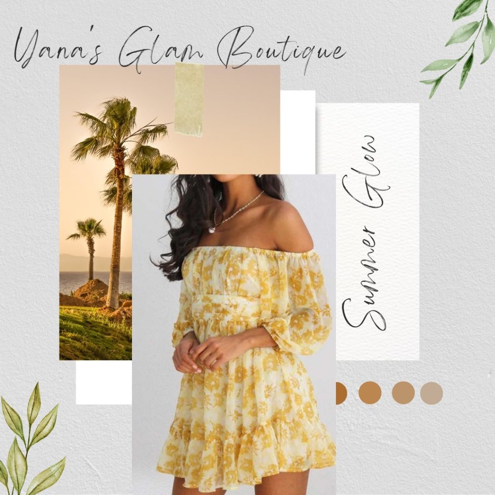 Sunkissed Yellow Off the Shoulder Floral Mini Dress! - Picture 5 of 5